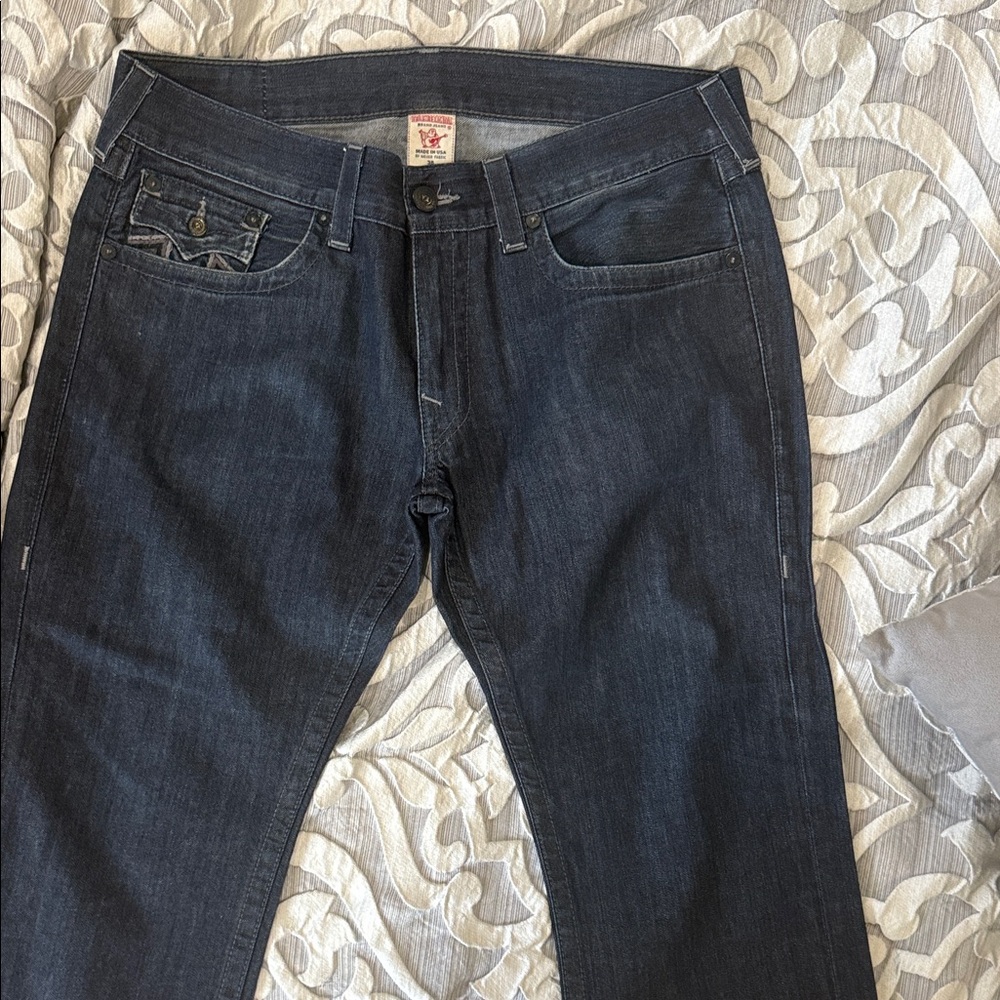 Men's Dark Blue Denim Jeans - Classic Straight Fit